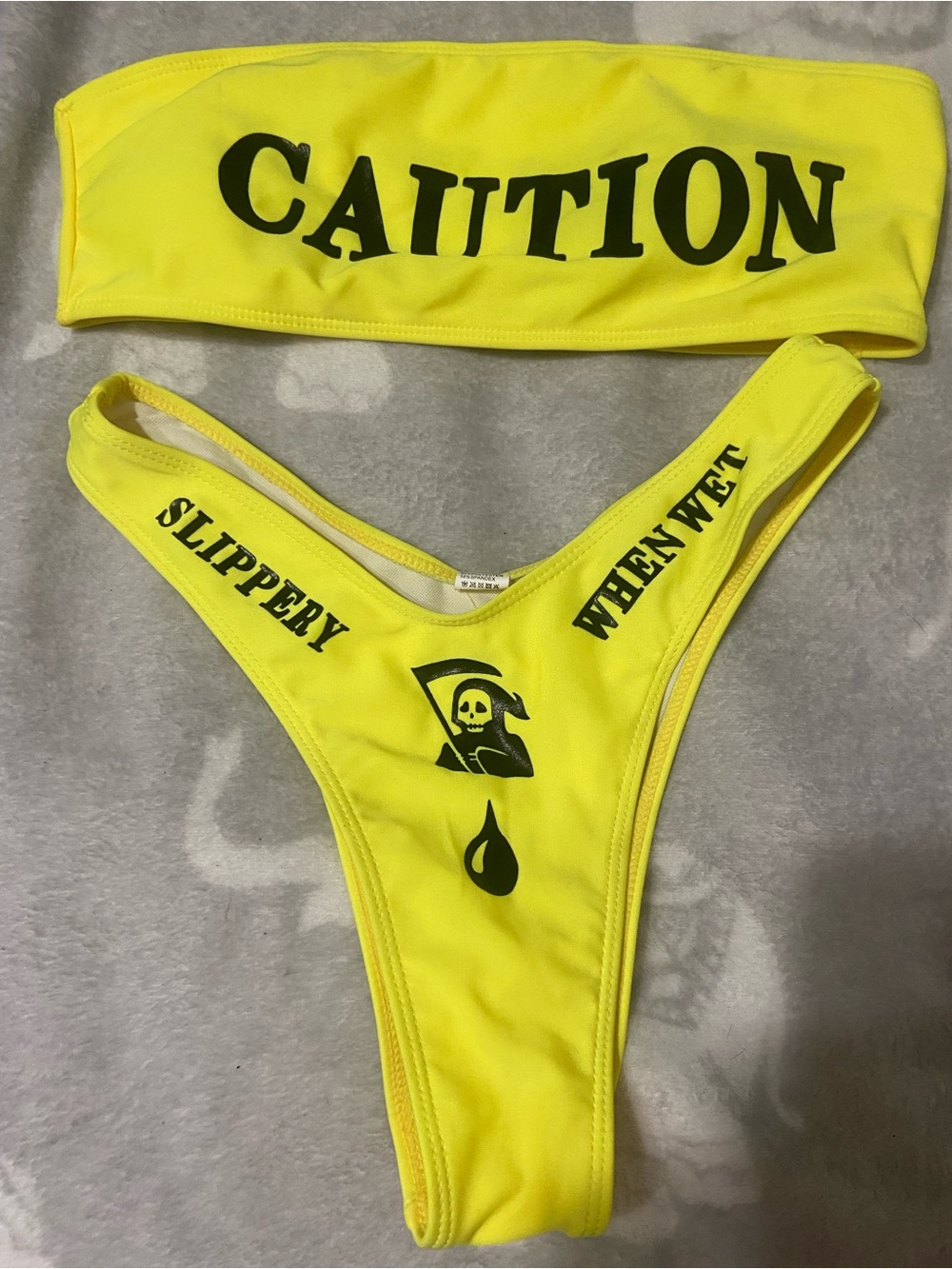 Women’s Yellow 'Caution' Two-Piece Swim Set